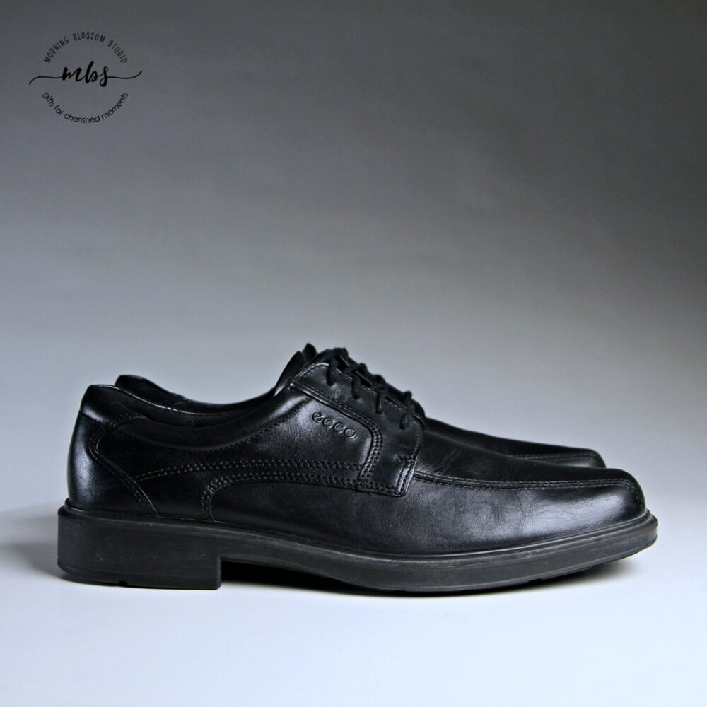 Ecco Helsinci Lace Up Cap Toe Shoes Black Men‎ 12